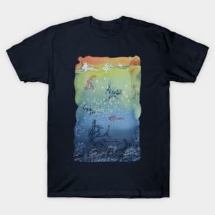 shipwreck, fish, skeletons, fantasy, T-Shirt